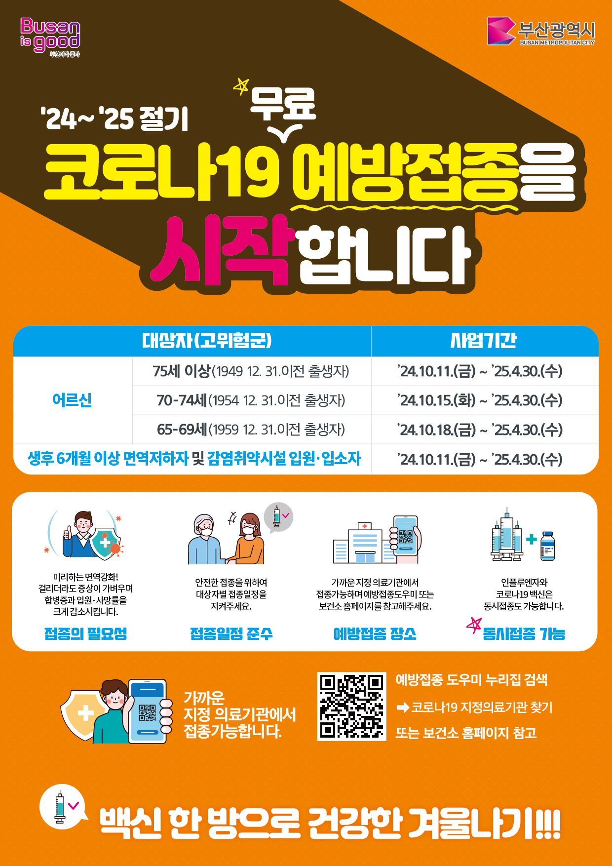 코로나19 무료 예방접종을 시작합니다.